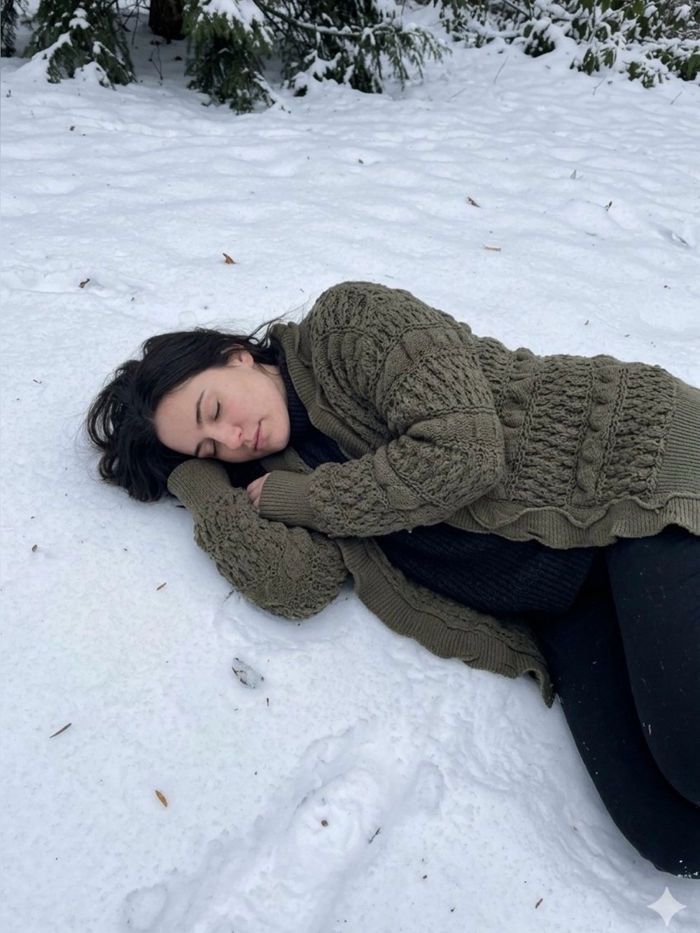SLEEPING ON SNOW Anthropologie VTG Cable Chunky Knit Cardigan Sweater Green M